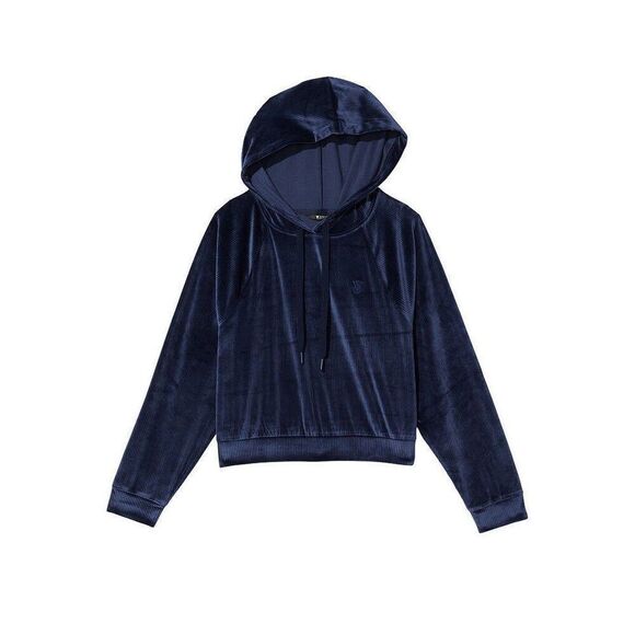 Victoria's Secret S,M,L TRACKSUIT SET Hoodie jogger pants NAVY BLUE VELOUR rib - Picture 2 of 6